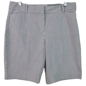 Talbots Perfect Short Gray White Stripe NEW 10 P